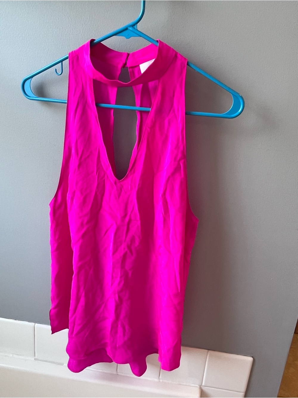 Amanda Uprichard Hot Pink Sleeveless Keyhole Tank Top 100% Silk size P (Small)
